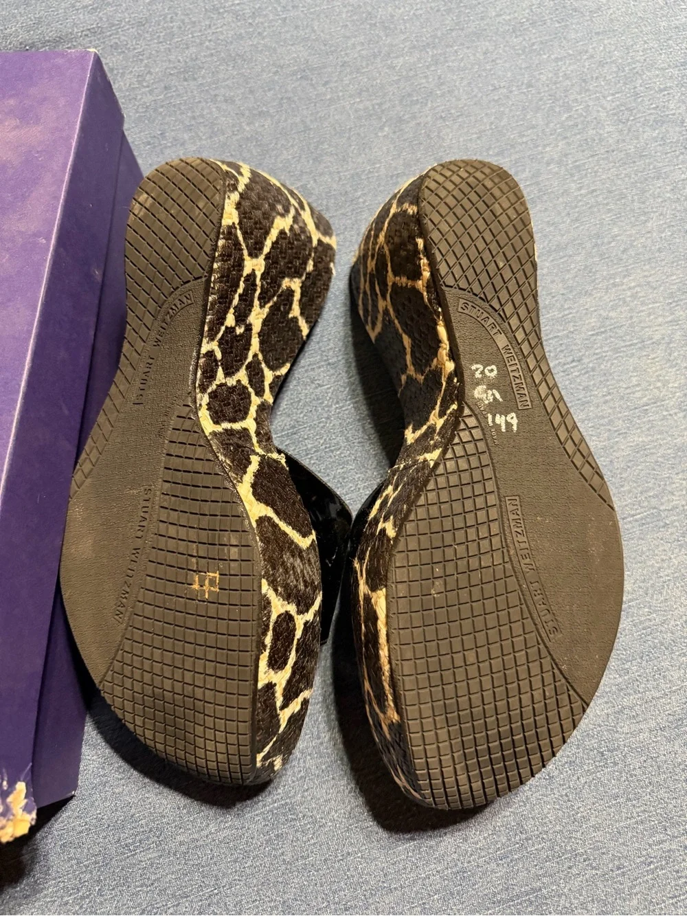 Stuart Weitzman Black Patent Buckle sandals.